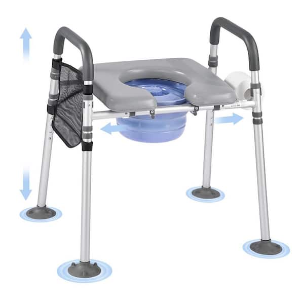 1 Piece 500 lbs. Capacity, 4-in-1 Design, Padded Seat & Armrest, for Mobility Bedside Commode Chair Set, Toilet Seat