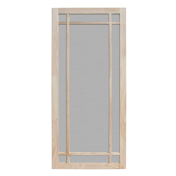 Unique Home Designs 32 in. x 80 in. Durango Unfinished Pine Outswing Wood Hinged Screen Door