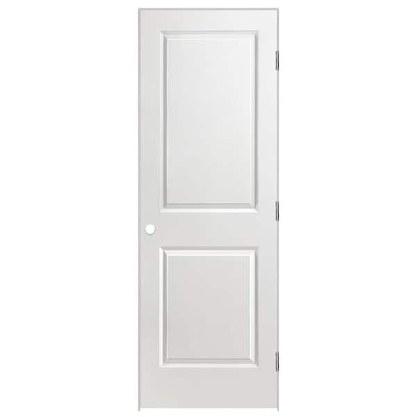 Masonite 28 in. x 80 in. 2 Panel Square Top Left-Handed Hollow-Core Smooth Primed Composite Single Prehung Interior Door