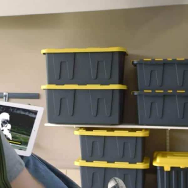 HOMZ 15 Gal. Durabilt Home Storage Container w/Snap Lid, Black
