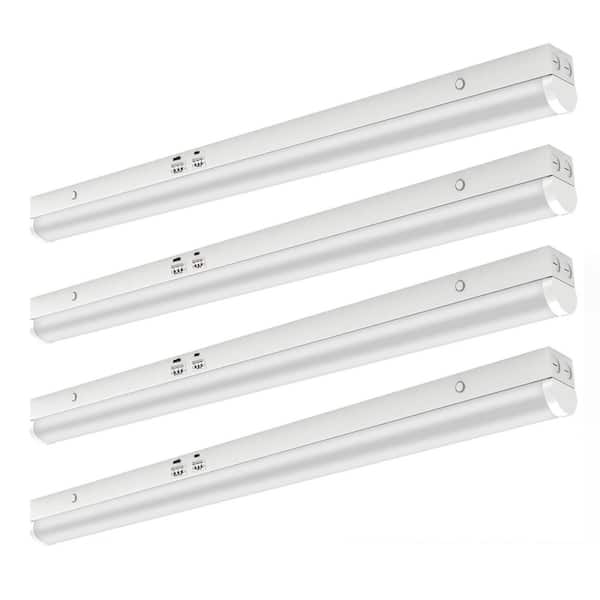 3.38 ft. White 35/ 40/45-Watt and 3500K/4000K/5000K Selectable Integrated LED Linear Strip Shop Light Fixtures (4-Pack)