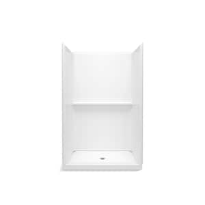 Traverse 48 in. x 34 in. x 72.25 in. Single Threshold Center Drain Shower Base with Shower Walls in White
