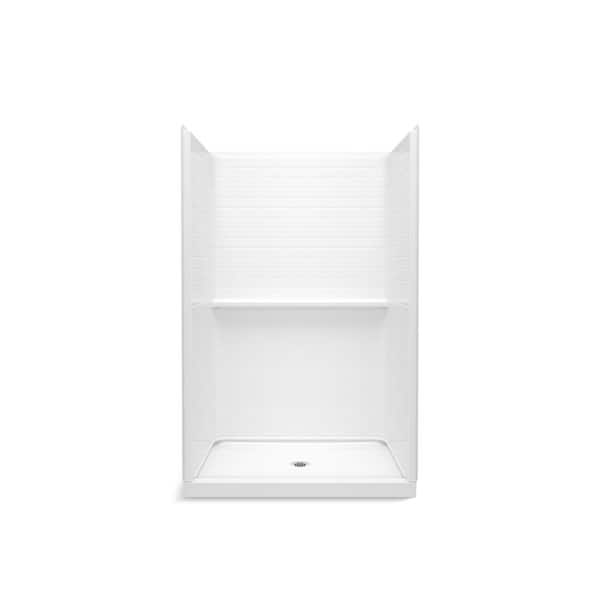 STERLING Traverse 48 in. x 34 in. x 72.25 in. Single Threshold Center Drain Shower Base with Shower Walls in White