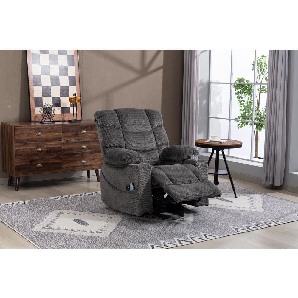 Grey Velvet Power Lift Recliner with Heating Massage Swivel Function and Cup Holders price history on PriceWatchPro
