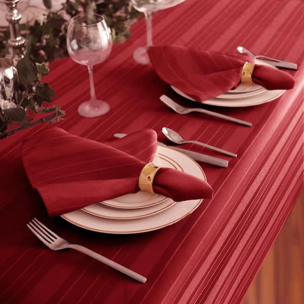 Elrene 17 in. W x 17 in. L Denley Stripe Damask Red Fabric Napkins (Set of 4)  21065RED - The Home Depot