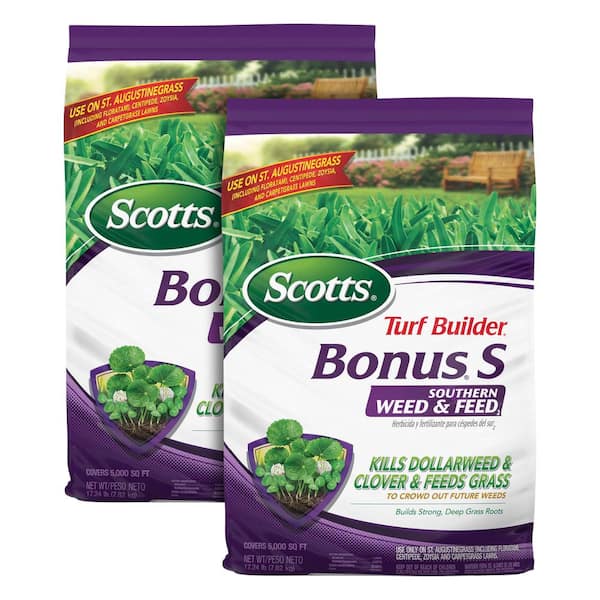 Scotts Turf Builder Bonus S 17.24 lbs. 5,000 sq. ft. Southern Weed and Feed Weed Killer Plus Lawn Fertilizer (2-Pack)