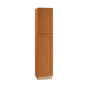 Newport 18 in. W x 24 in. D x 84 in. H Assembled Plywood Pantry Kitchen Cabinet in Cinnamon with Soft Close LH