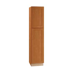 Hargrove Cinnamon Stain Plywood Shaker Assembled Pantry Kitchen Cabinet Soft Close Left 18 in W x 24 in D x 84 in H