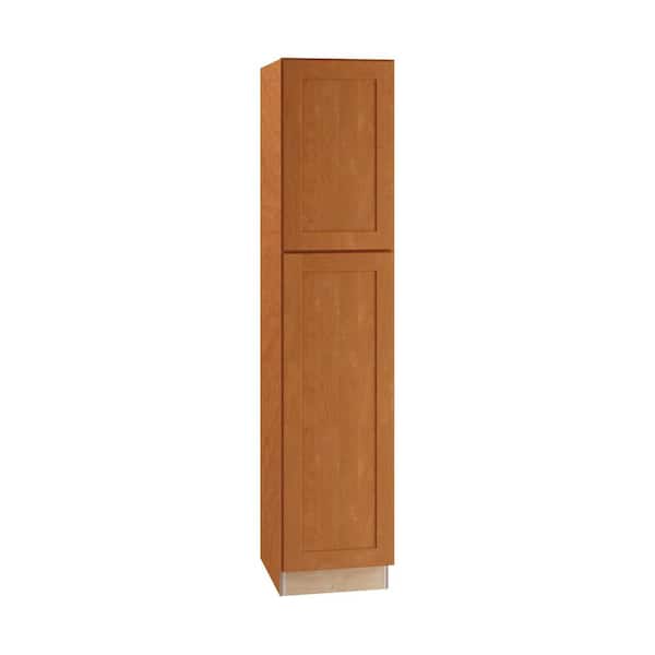 Home Decorators Collection Hargrove Cinnamon Stain Plywood Shaker Assembled Pantry Kitchen Cabinet Soft Close Left 18 in W x 24 in D x 84 in H