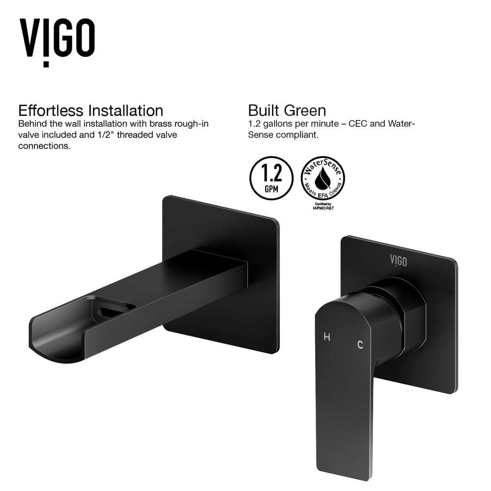 Sleek Modern 5.25" Black Brass Wall Mounted Faucet