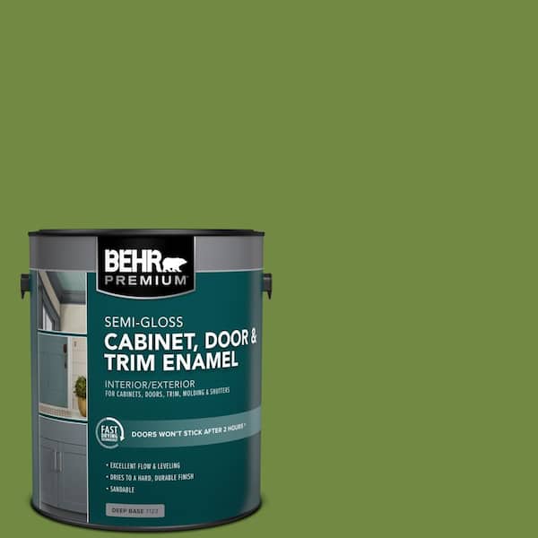 BEHR PREMIUM 1 gal. #MQ4-44 Green Dynasty Semi-Gloss Enamel Interior/Exterior Cabinet, Door & Trim Paint