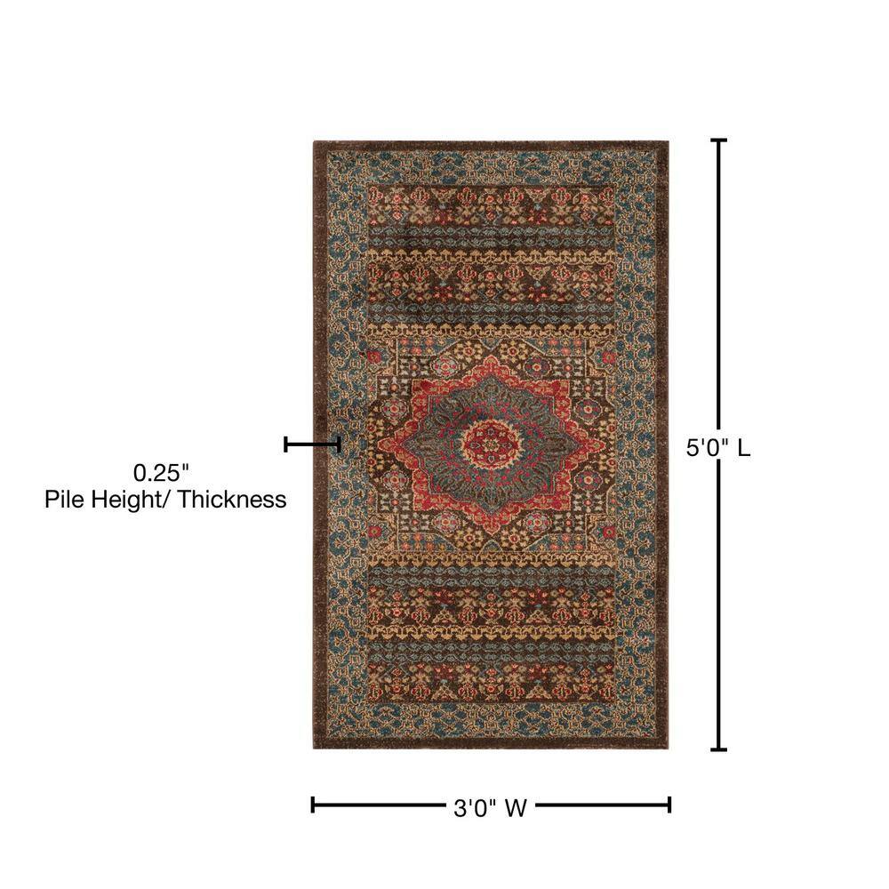 Elegant Red Floral 36" Reversible Synthetic Area Rug