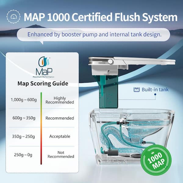 Tankless Elongated ADA Bidet Toilet 1.28 GPF in White with Auto Open/Close, Auto Flush Heated Seat and Map Flush 1000G