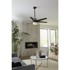 Carrollwood 56 in. Indoor Integrated LED Black Contemporary Ceiling Fan with Remote Included for Living Room and Bedroom