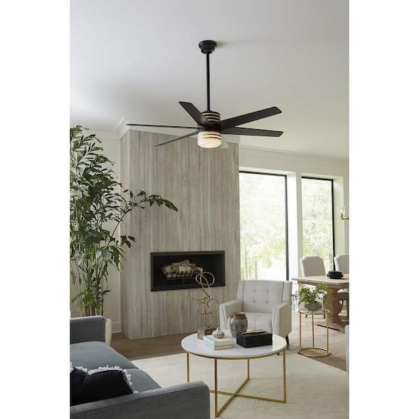 Carrollwood 56 in. Indoor Integrated LED Black Contemporary Ceiling Fan with Remote Included for Living Room and Bedroom
