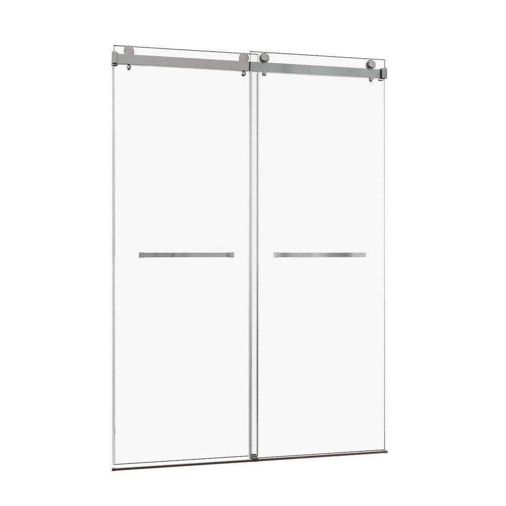 60 in. W x 72 in. H Double Sliding Frameless Shower Door in Brushed Nickel Finish with Tempered Glass price history on PriceWatchPro