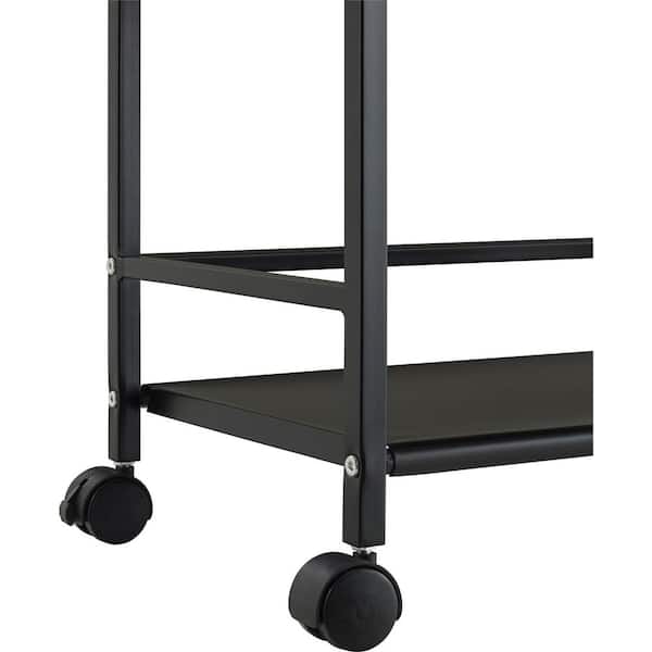 Ameriwood Home Black Composite Base with Composite Top Rolling Kitchen Cart (16.85-in x 11.4-in x 29.9-in)