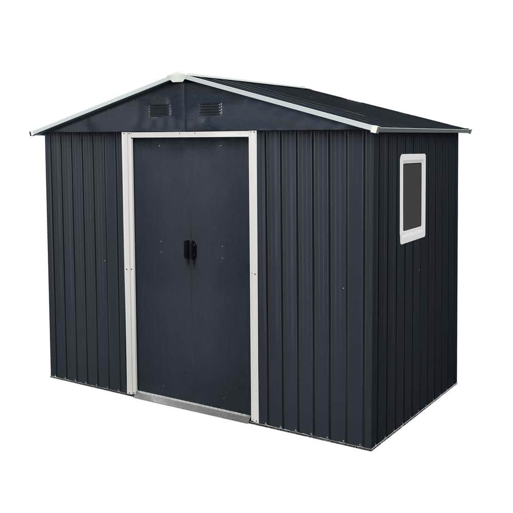 8 ft. W x 4 ft. D Outdoor Metal Storage Shed with Window and Metal Foundati