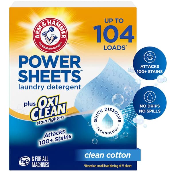 Clean Cotton Plus OxiClean Stain Fighters Power Sheets Laundry Detergent, 52 ct. (104 Loads)