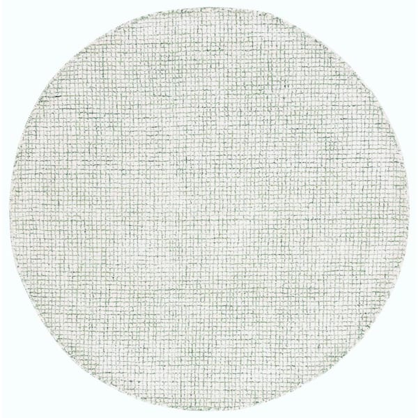 SAFAVIEH Abstract Ivory/Green 6 ft. x 6 ft. Abstract Striped Round Area Rug