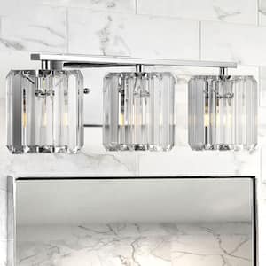 Coco Prism Vintage 23 in. 3-Light Chrome Metal/Glass Classic Glam LED Vanity Light