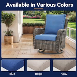 Modern 22 in. x 25 in. 8-Piece Deep Seating Outdoor Lounge Chair Cushion Set in Blue (4-Set)