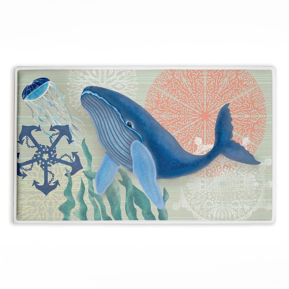 Stupell Industries Sealife Classic Whale 18 in. x 30 in. Blue Abstract  Polyester Blend Rectangle Bath Mat maa-535_iba_18x30 - The Home Depot, image size:1000x1000