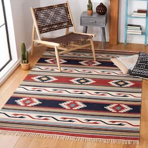 Kilim Ivory/Rust 3 ft. x 5 ft. Striped Native American Geometric Area Rug