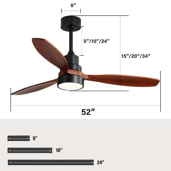 AuraVista 52 in. Indoor walnut blades Ceiling Fan with LED Light Bulbs and Remote Control