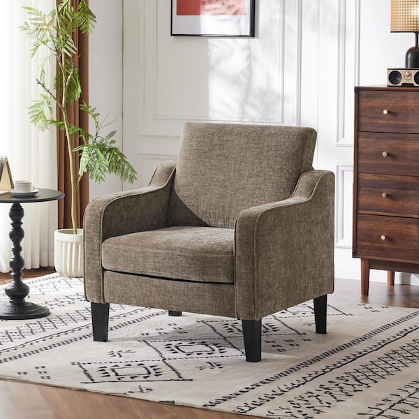 Winado Light Brown Chenille Accent Chair Mid Century Modern