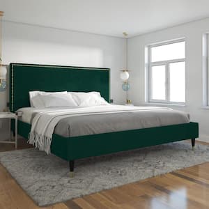Audrey Emerald Green Velvet Upholstered King Size Bed