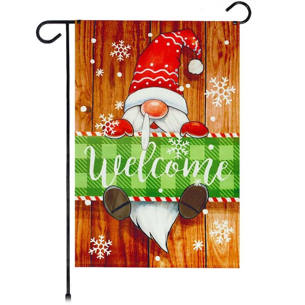 G128 1 ft. x 1.5 ft. Polyester Christmas Welcome Gnome 2-Sided Garden Flag Printed Blockout