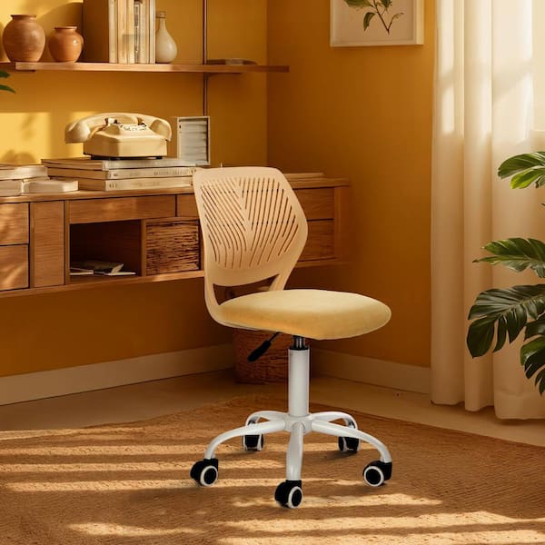 Homy Casa Carnation Fabric Adjustable Height Ergonomic Office Chair in Buttercup Yellow with Breathable Back Swivel Study Chair