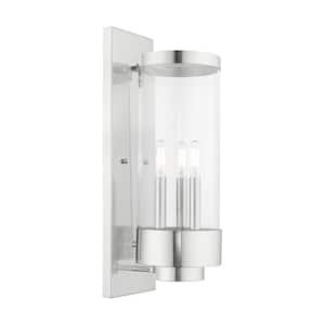 Hillcrest 3-Light Polished Chrome Hardwired Outdoor Wall Lantern Sconce