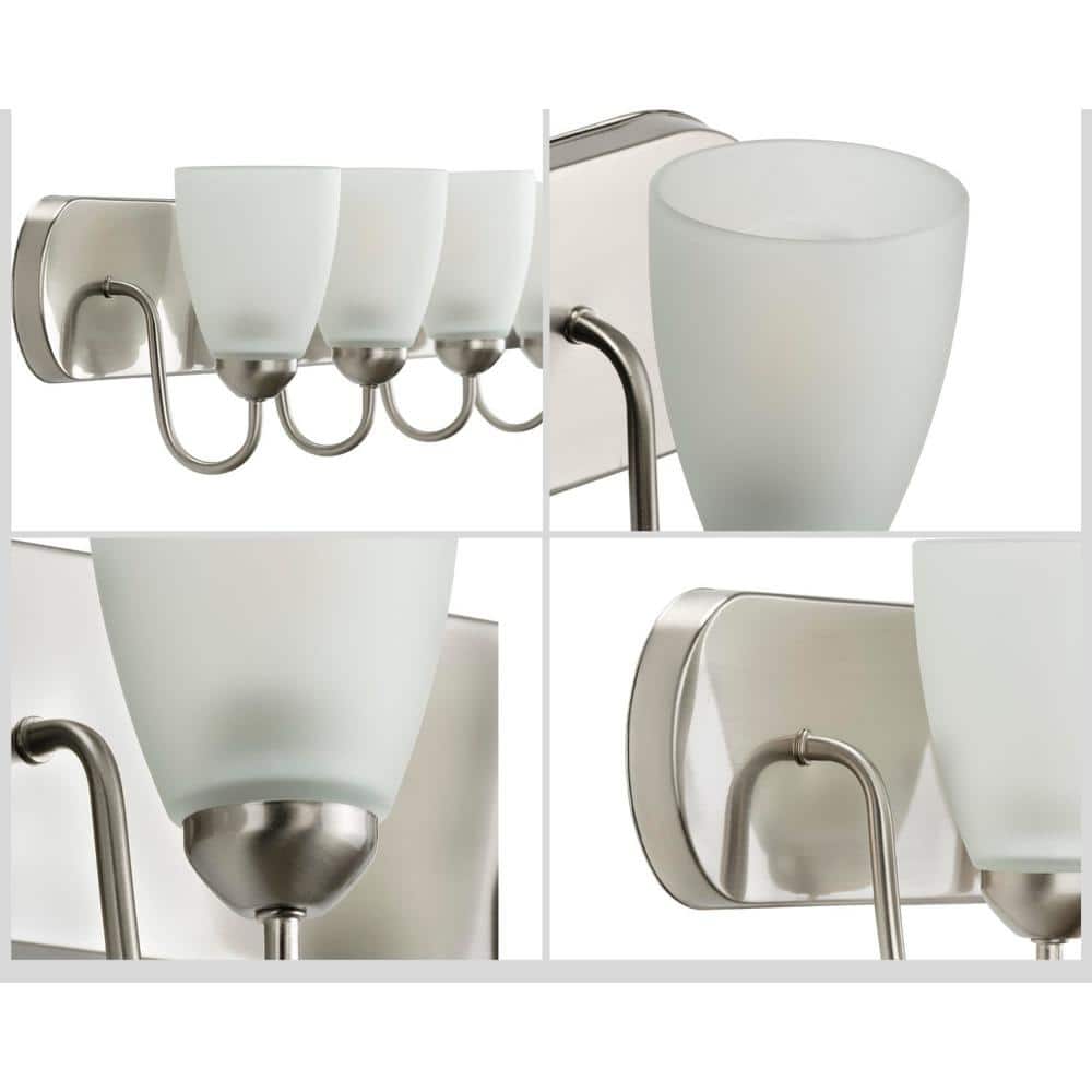 Brushed Nickel 5-Light Bath Vanity with Etched Glass Shades