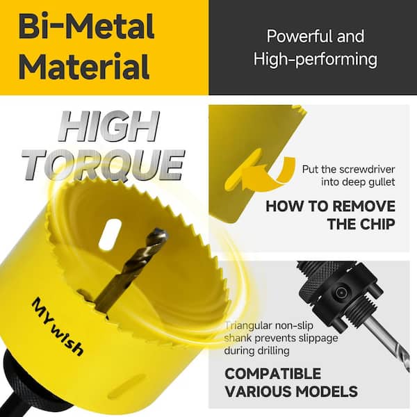 1 in. - 2-1/2 in. Wood & Metal Bi-Metal Fast Cutting Hole Saw Kit w/ Mandrels, Drill Bits, Hex Keys (11-Piece)