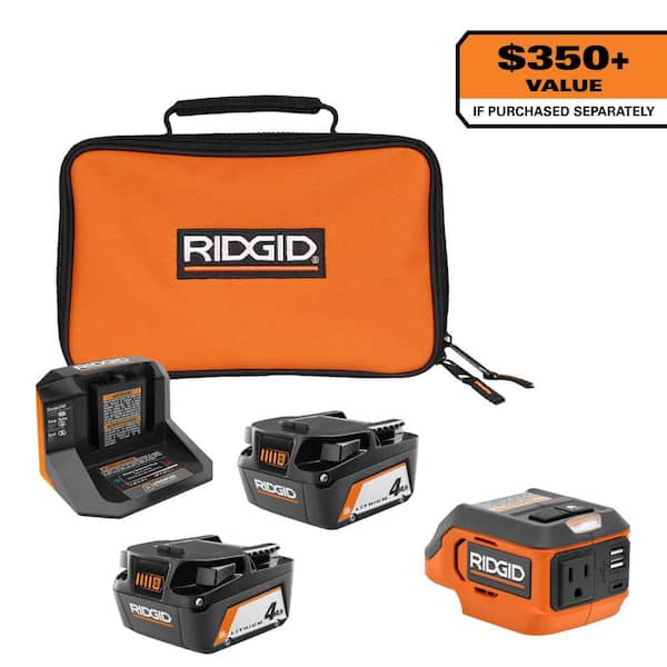 18V (2) 4.0 Ah Batteries and Charger Kit with 18V 175-Watt Power Inverter
