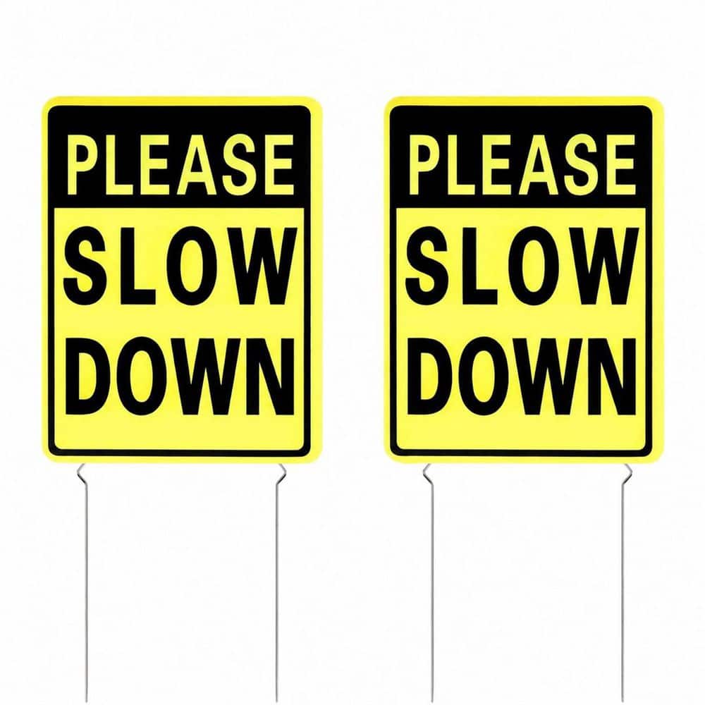 2 Pack Double Sided Corrugated Plastic Slow Down Yard Sign with Metal Stakes Waterproof for Outdoor Neighborhoods price history on PriceWatchPro
