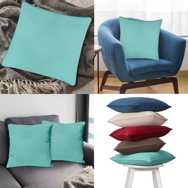 Large Throw Pillows, Teal Taupe Turquoise Blue Brown & White, Bed Decor  Pillow, Couch Pillow Set or Lumbar Pillow Covers for Sofa Cushions 