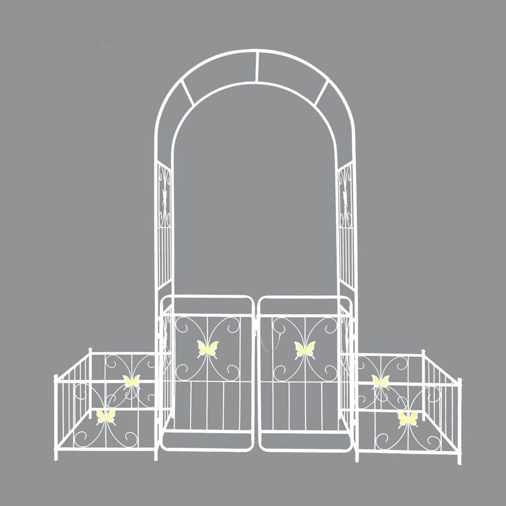 86.6 in. x 79.5 in. Metal Garden Trellis Rustproof Trellis with Gate in Cream White price history on PriceWatchPro