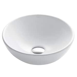 Elavo Small Round Ceramic Vessel Bathroom Sink in White