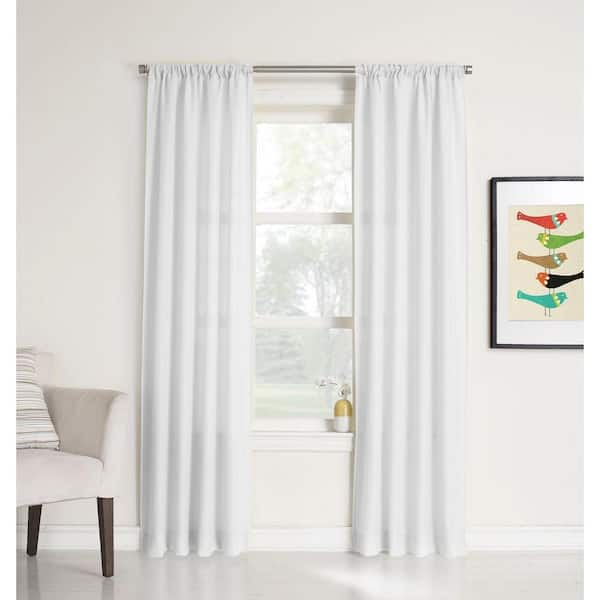 LICHTENBERG Sheer White No. 918 Millennial Ryan Heathered Texture Sheer Curtain Panel, 40 in. W x 84 in. L