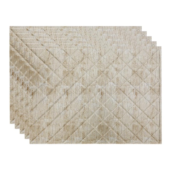 Fasade 18.25 in. x 24.25 in. Quilted Vinyl Backsplash Panel in Vintage Metal (5-Pack)