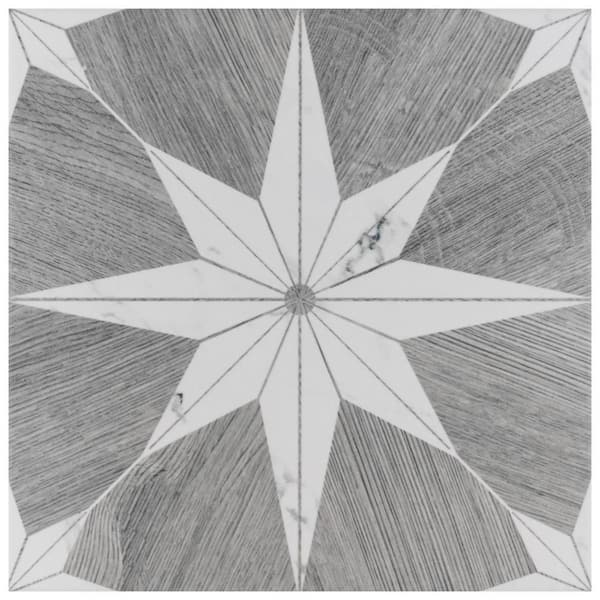 Merola Tile Llama Stella Loire Verso Silver Smoke 9-3/4 in. x 9-3/4 in. Porcelain Floor and Wall Tile (10.88 sq. ft./Case)