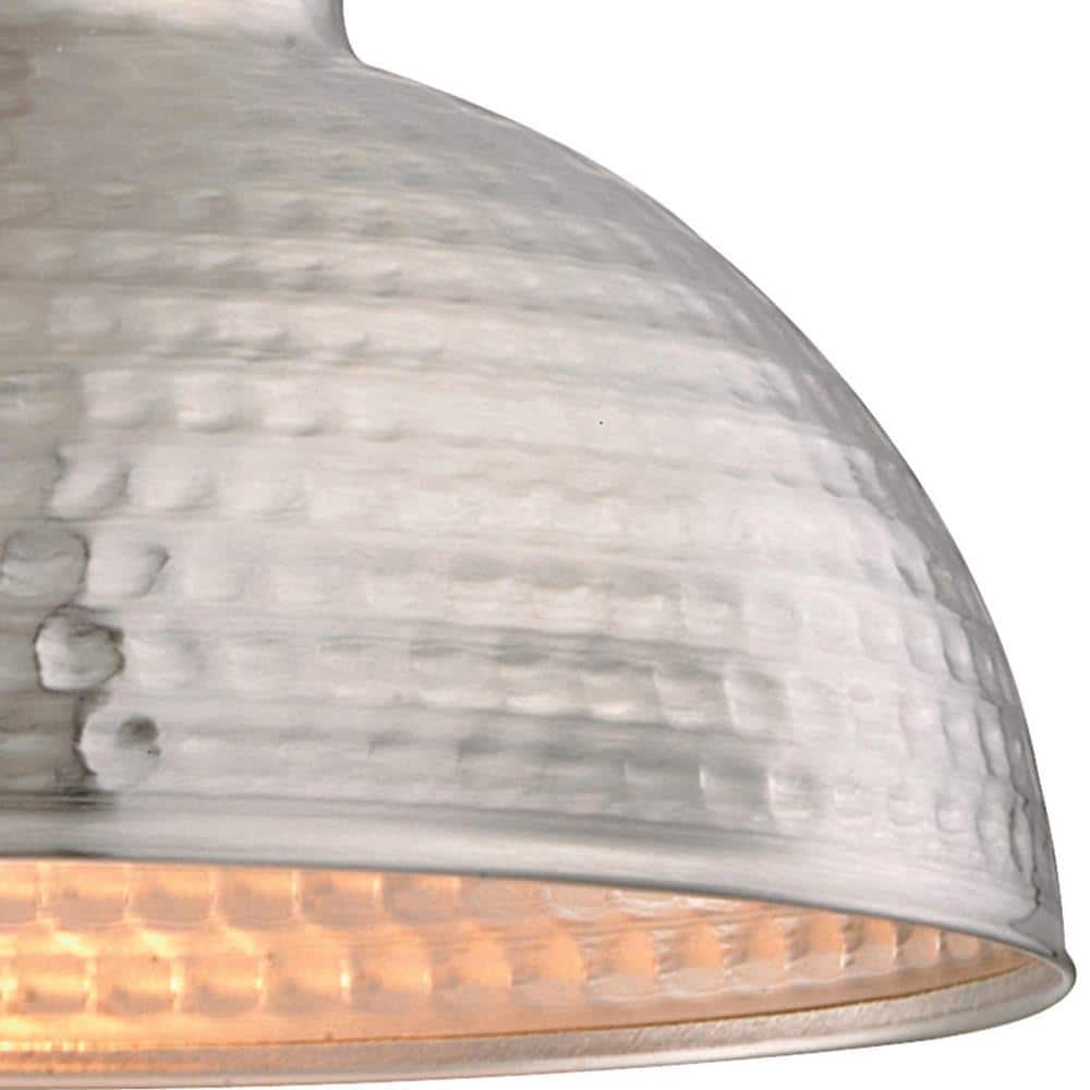 Modern Hammered Brushed Nickel Bowl Pendant Light