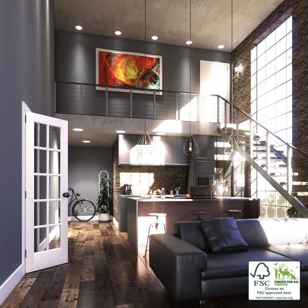 24" x 80" White Prefinished Pine 10-Lite French Door
