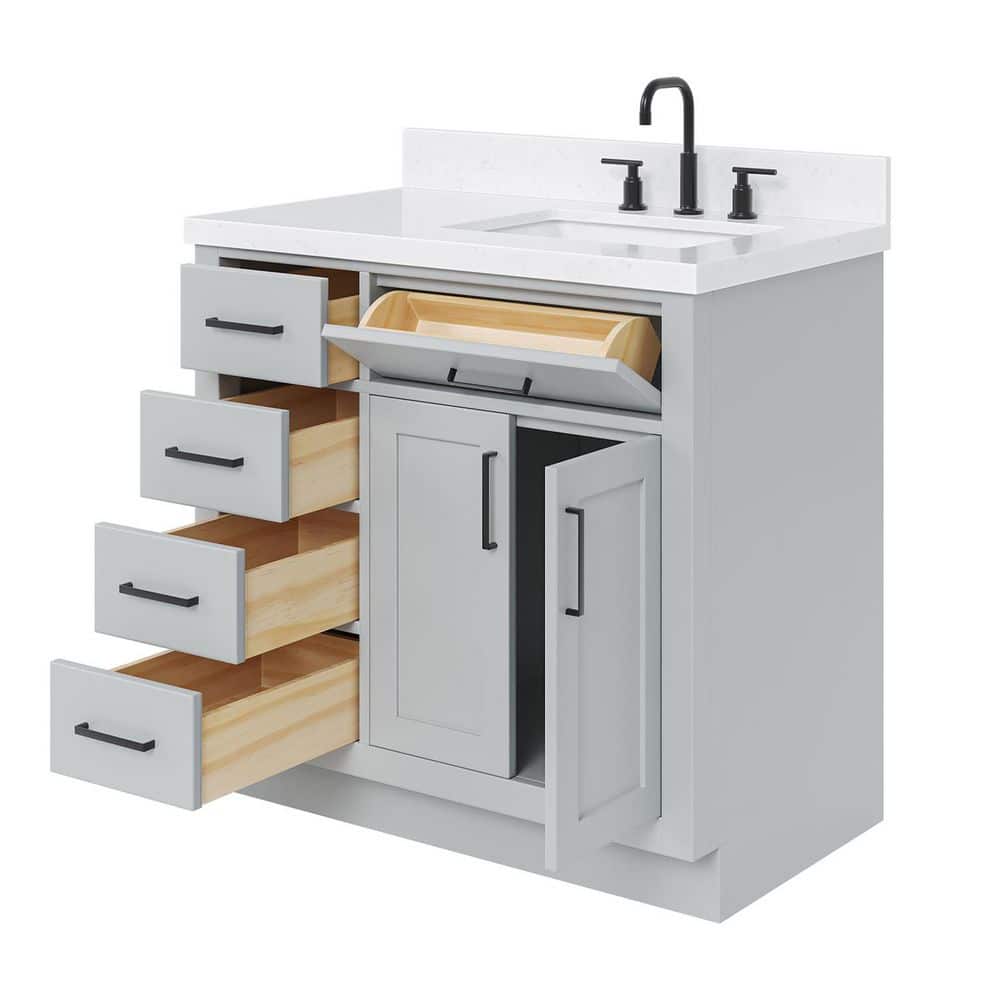 Hepburn 36" Gray Hardwood Freestanding Single Vanity Set