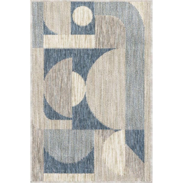 StyleWell Beckett Blue  Doormat 2 ft. x 3 ft. Multi Medallion Area Rug