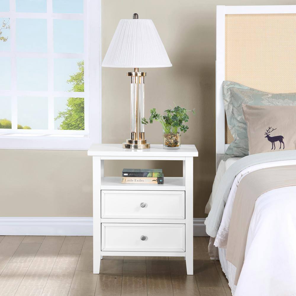 Walker White 2-drawer 22.75 in. W Nightstand 834-10-50 - The Home