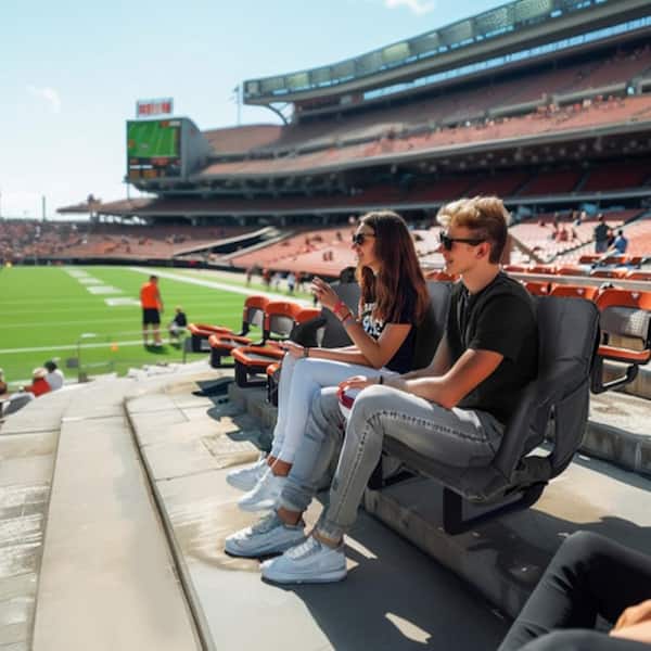 Heated Massage Stadium Seat 25 in. Folding Bleacher Chair w/3 Levels of Heat and Massage, 6-Reclining Positions, 1-Pack